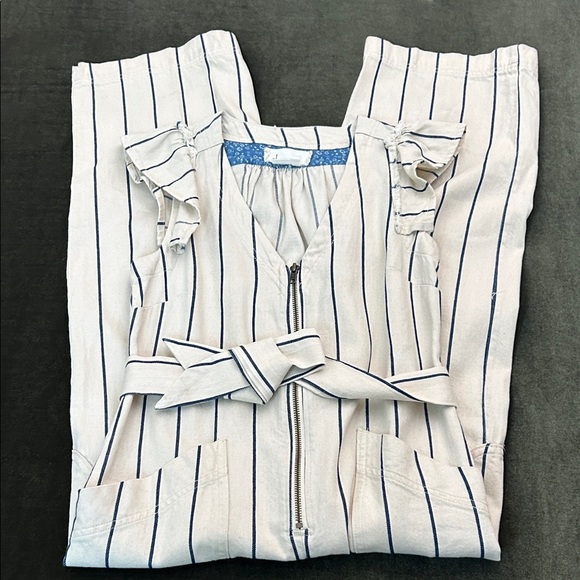 Anthropologie Navy and Cream Striped Jumpsuit - Picture 3 of 15